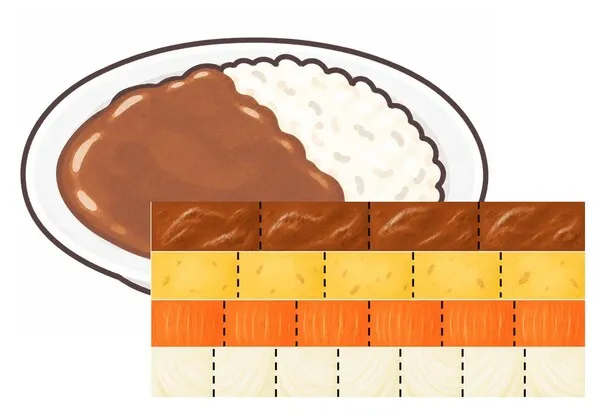 はさみ１回切り：カレーライス