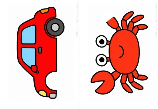 車とカニのサンプルイラスト