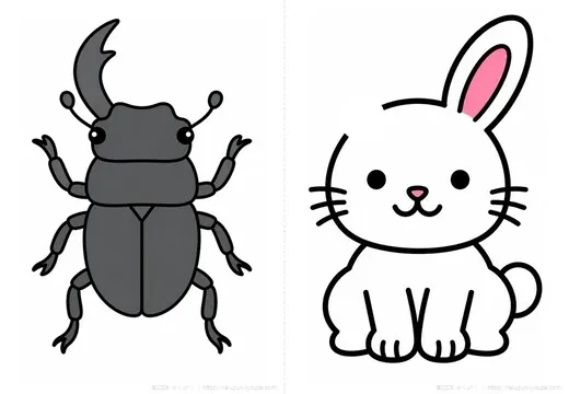 クワガタ・うさぎのサンプルイラスト