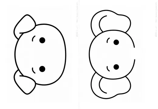 白黒の豚・ゾウのサンプルイラスト