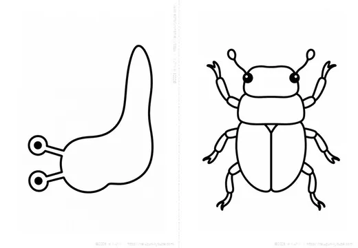 白黒のカタツムリ・カブトムシのサンプルイラスト